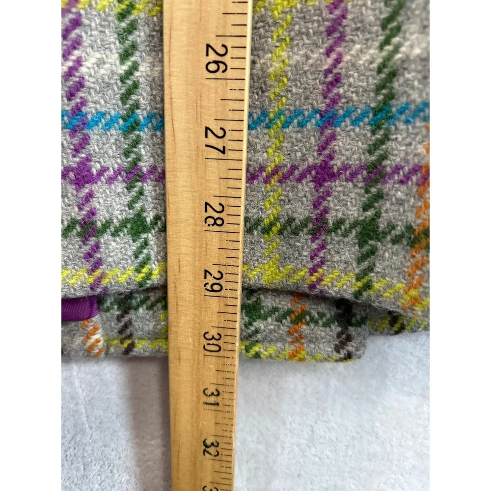 Coach 1941 Wool Coat Womens L Multicolor Tattersall Tweed Plaid Purple Lining - Picture 9 of 10